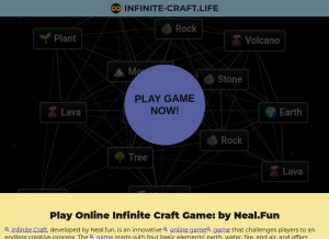 How infinite-craft.life looks like on a tablet such as an iPad.