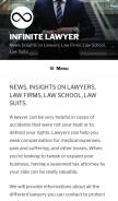 How infinitelawyer.com looks like on a mobile device such as an iPhone.