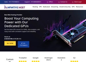 How infinitivehost.com looks like on a tablet such as an iPad.