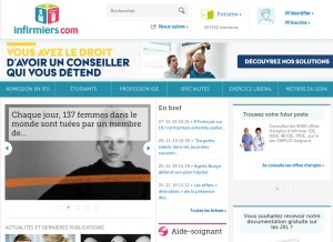 How infirmiers.com looks like on a tablet such as an iPad.