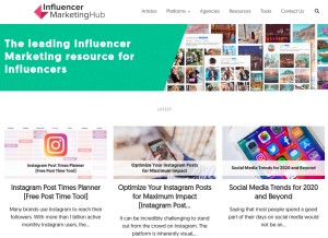 How influencermarketinghub.com looks like on a tablet such as an iPad.