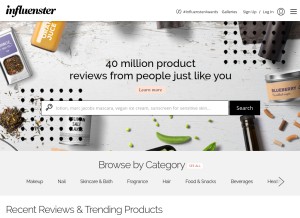 How influenster.com looks like on a tablet such as an iPad.
