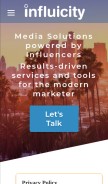 How influicity.com looks like on a mobile device such as an iPhone.