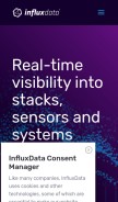 How influxdata.com looks like on a mobile device such as an iPhone.