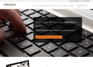 How infoaxis.com looks like on a tablet such as an iPad.