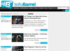 How infobarrel.com looks like on a tablet such as an iPad.