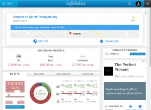 How infobolsa.es looks like on a tablet such as an iPad.