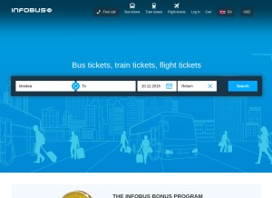 How infobus.eu looks like on a tablet such as an iPad.