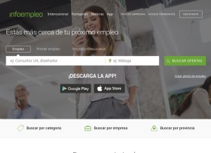 How infoempleo.com looks like on a tablet such as an iPad.