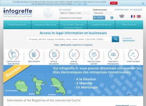 How infogreffe.com looks like on a tablet such as an iPad.