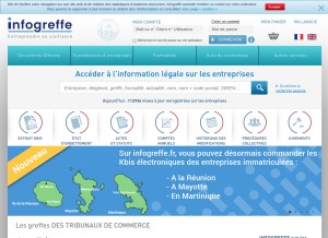 How infogreffe.fr looks like on a tablet such as an iPad.