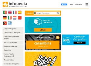 How infopedia.pt looks like on a tablet such as an iPad.
