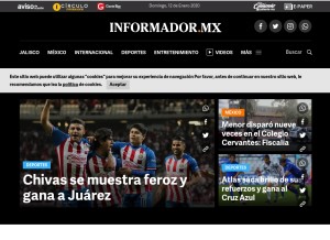 How informador.mx looks like on a tablet such as an iPad.