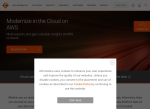 How informatica.com looks like on a tablet such as an iPad.