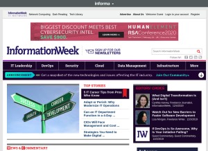 How informationweek.com looks like on a tablet such as an iPad.