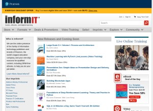 How informit.com looks like on a tablet such as an iPad.