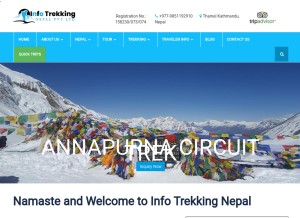 How infotrekkingnepal.com looks like on a tablet such as an iPad.