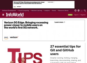 How infoworld.com looks like on a tablet such as an iPad.