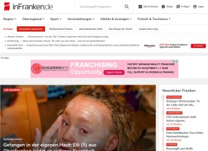 How infranken.de looks like on a tablet such as an iPad.