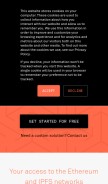 How infura.io looks like on a mobile device such as an iPhone.
