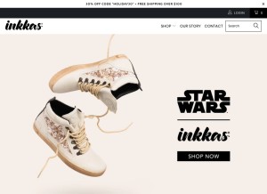 How inkkas.com looks like on a tablet such as an iPad.
