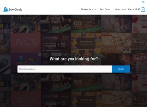 How inkydeals.com looks like on a tablet such as an iPad.