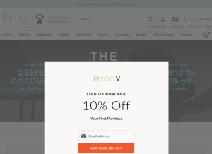 How inmod.com looks like on a tablet such as an iPad.