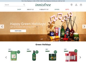 How innisfree.com looks like on a tablet such as an iPad.