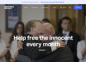 How innocenceproject.org looks like on a tablet such as an iPad.