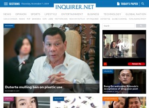 How inquirer.net looks like on a tablet such as an iPad.