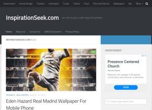 How inspirationseek.com looks like on a tablet such as an iPad.