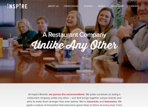 How inspirebrands.com looks like on a tablet such as an iPad.