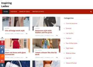 How inspiringladies.net looks like on a tablet such as an iPad.