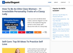 How instaelegant.com looks like on a tablet such as an iPad.