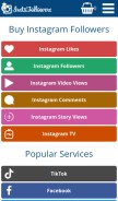 How instafollowers.co looks like on a mobile device such as an iPhone.