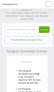How instagramsave.com looks like on a mobile device such as an iPhone.