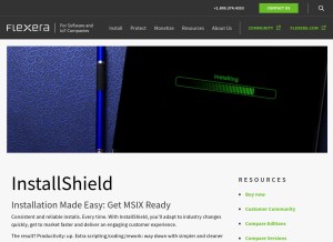 How installshield.com looks like on a tablet such as an iPad.