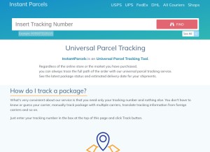 How instantparcels.com looks like on a tablet such as an iPad.