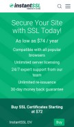 How instantssl.com looks like on a mobile device such as an iPhone.