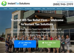 How instanttaxsolutions.com looks like on a tablet such as an iPad.