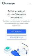 How instapage.com looks like on a mobile device such as an iPhone.