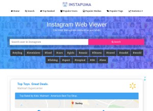 How instapuma.com looks like on a tablet such as an iPad.