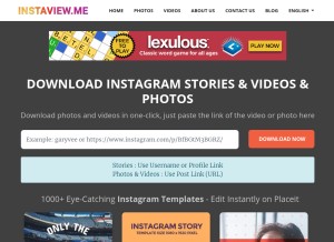 How instaview.me looks like on a tablet such as an iPad.