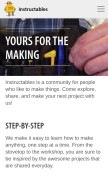 How instructables.com looks like on a mobile device such as an iPhone.