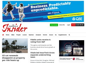 How insuranceinsider.com looks like on a tablet such as an iPad.