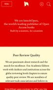 How intechopen.com looks like on a mobile device such as an iPhone.