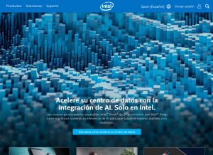 How intel.es looks like on a tablet such as an iPad.