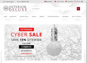 How interior-deluxe.com looks like on a tablet such as an iPad.