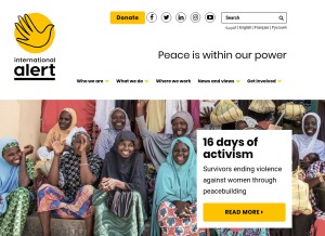 How international-alert.org looks like on a tablet such as an iPad.