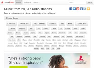 How internet-radio.com looks like on a tablet such as an iPad.